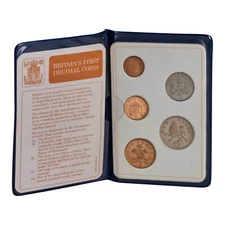 Great Britain’s First Decimal Coins – Royal Mint, 5-Coin Set (1968-1971)