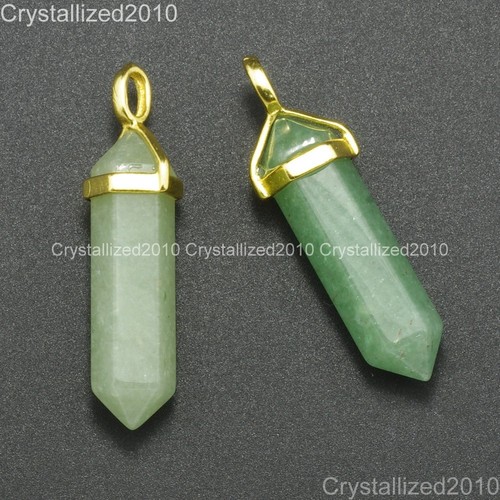 Natural Gemstones Hexagonal Pointed Reiki Chakra Pendant 18K Gold Chain Necklace - Picture 22 of 47