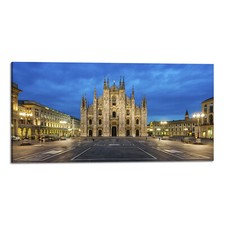 Quadro stampa su tela con vernice effetto dipinto - panorama milano duomo