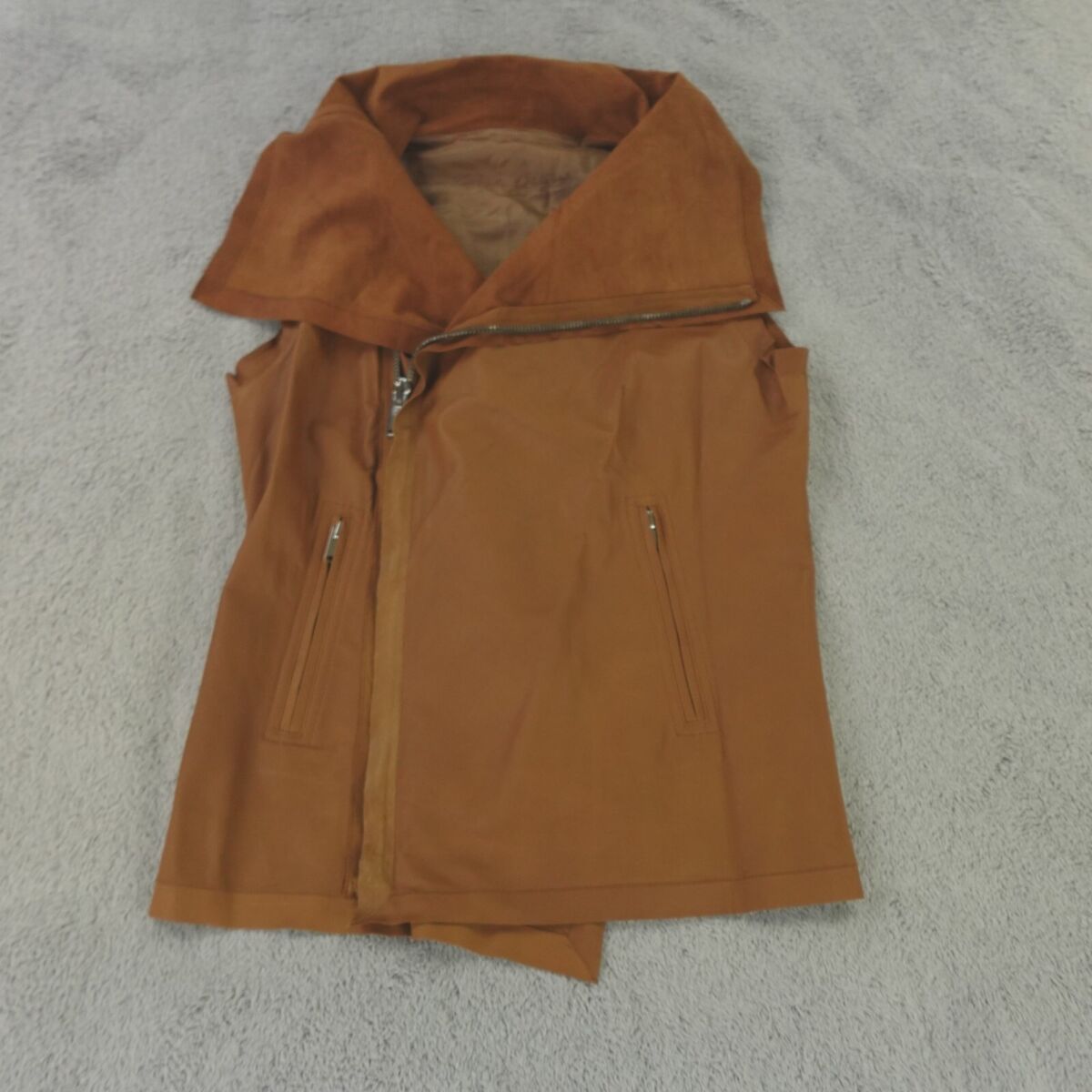 Rick Owens Leather Vest Womens 40 IT 6 US Brown Honey Moto Rick Owens Leather Vest Womens 40 IT 6 US Brown Honey Moto