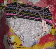 5 NEW JUICY COUTURE JC9254 3PKR LOGO WAIST CHEEKY LACE BIKINI PANTIES L