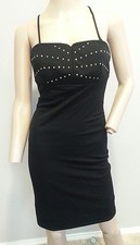 VTG Versace Jeans Couture Italy Black Cocktail Stud Bodycon Bandage Dress 26/40
