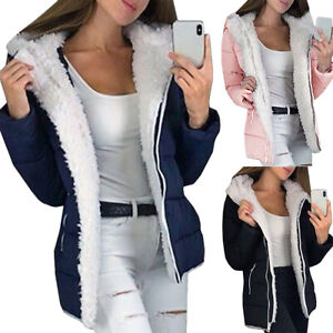 Womens Fur Lined Jacket Coats Ladies Outerwear Hooded Warm Winter Parka Overcoat Ebay