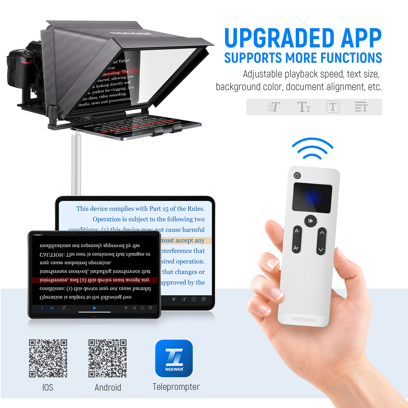 NEEWER Teleprompter X12 with RT110 Remote for Tablet,Smartphone,Camera