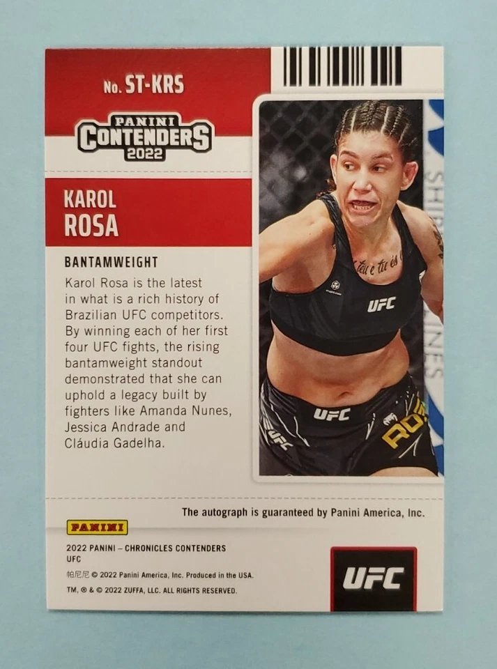 2022 Panini Chronicles UFC Karol Rosa Auto Cracked Ice Contenders Rookie RC /25 - Image 2 of 2