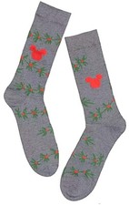 New Disney Mens CHRISTMAS SOCKS MICKEY MOUSE HOLLY LEAVES, BERRIES