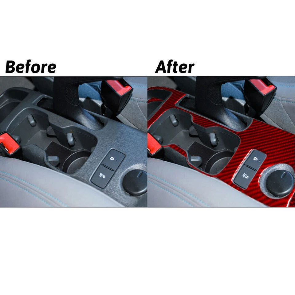 Cubierta portavasos consola central coche fibra carbono rojo para Chevrolet Sonic 3* Foto 3 de 4