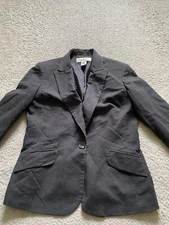 Jones New York Women Plaid Long Sleeve Lined Peak Blazer Gray Size 6