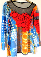 Casamia Viscose Elastane top with mesh yoke and hem edge 3/4 sleeve size M