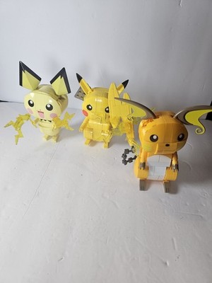Pokémon Mega Construx Pichu, Pikachu and Raichu Evolution Trio  Model Set 