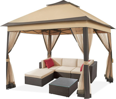 Yaheetech Pavillon 3,3X3,3M Wasserdicht Stabil Pop up Faltpavillon, Höhenverstel
