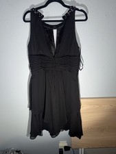 Eliza J Dress Size 6 Black Sleeveless Beaded Pleated Chiffon Short Keyhole