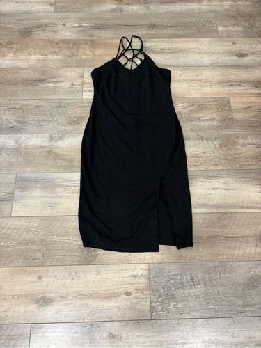 Haute Monde Black Strappy Crisscross Midi Dress