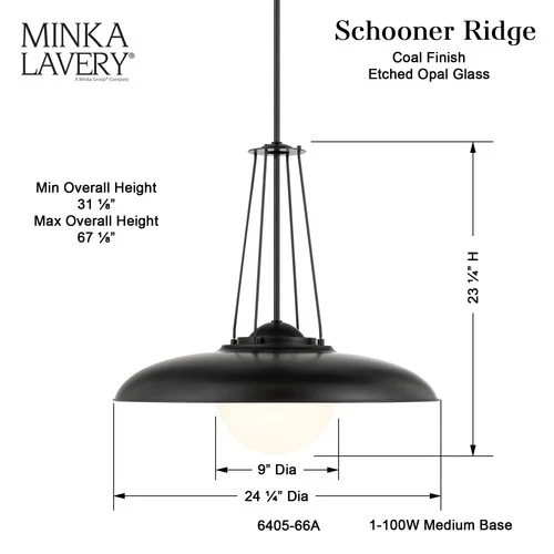 Minka Lavery 6405 Schooner Ridge 25"W Pendant - Coal - Picture 8 of 9