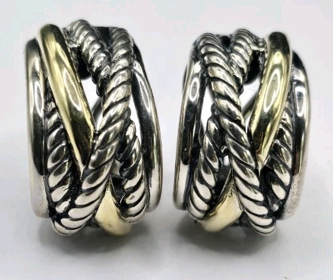 PENDIENTES CRUZADOS CON ORO DAVID YURMAN Foto 2 de 4