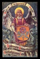 AK Weihnachten: Gloria in excelsis Deo! Engel mit Wappen, CREFELD 24.12.1910