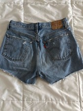 Levi's 501 High-Rise Distressed Cut-Off Denim Shorts