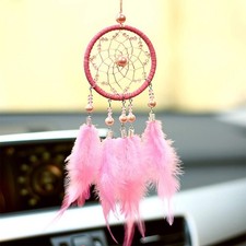 Feather Dream Catcher Pendant, Small Car Charm for Wall, Bedroom Hanging Deco...