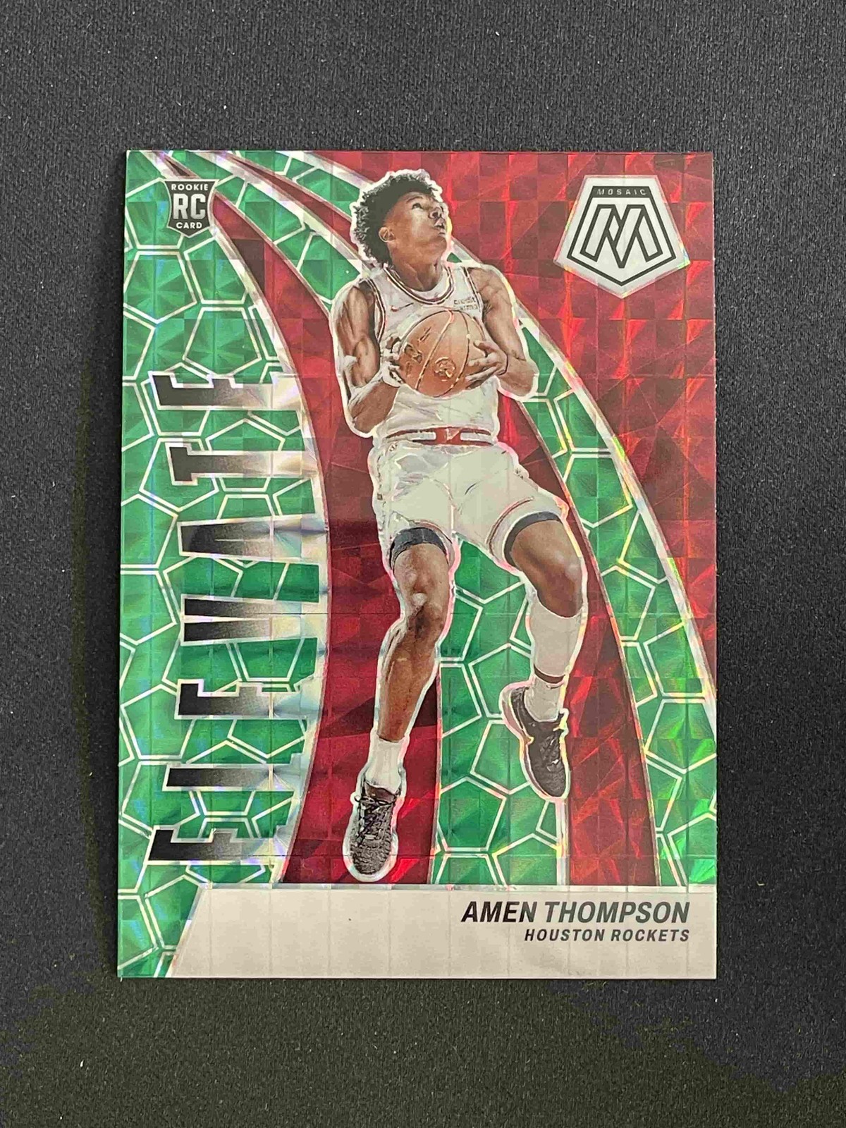 Amen Thompson 2023-24 Panini Mosaic Elevate Green Mosaic Prizm RC #13