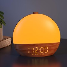 Sunrise Alarm Clock with Sound Machine - Wake Up Light, Wood Grain, Bluetooth...