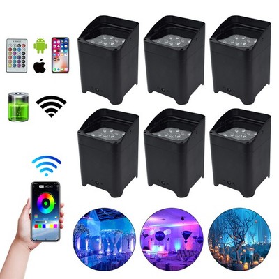 6 Units Black 6x18w RGBWA+UV Uplight Battery LED Par Light for DJ Wedding Stage
