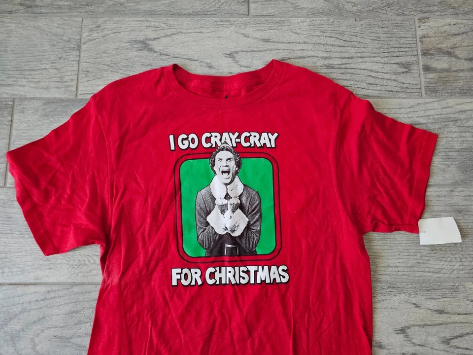 New Youth Buddy Elf Shirt Size XL 18-20 Red I Go Cray-Cray For Christmas Movie - Image 4 of 4