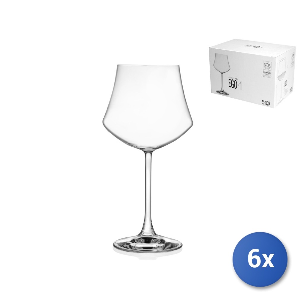 6x Rcr Transparent Glass Goblet Ego 50Cl