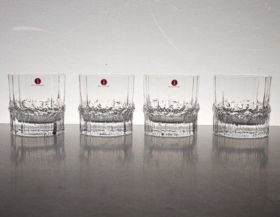 Tapio Wirkkala Iittala set of four small old fashioned, on the rocks glass 1980s