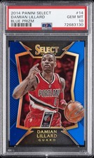 2014 PANINI SELECT BLUE PRIZM #14 DAMIAN LILLARD 19/249 PSA 10