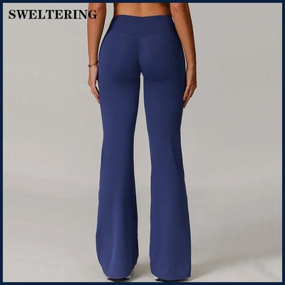 High Waist Wide Leg Pants Women Tights Fitness Bell-bottoms Yoga