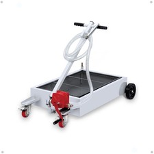 Garvee 15 Gallon Low Profile Oil Drain Pan with 8ft Hose, Rolling Oil Drain C...