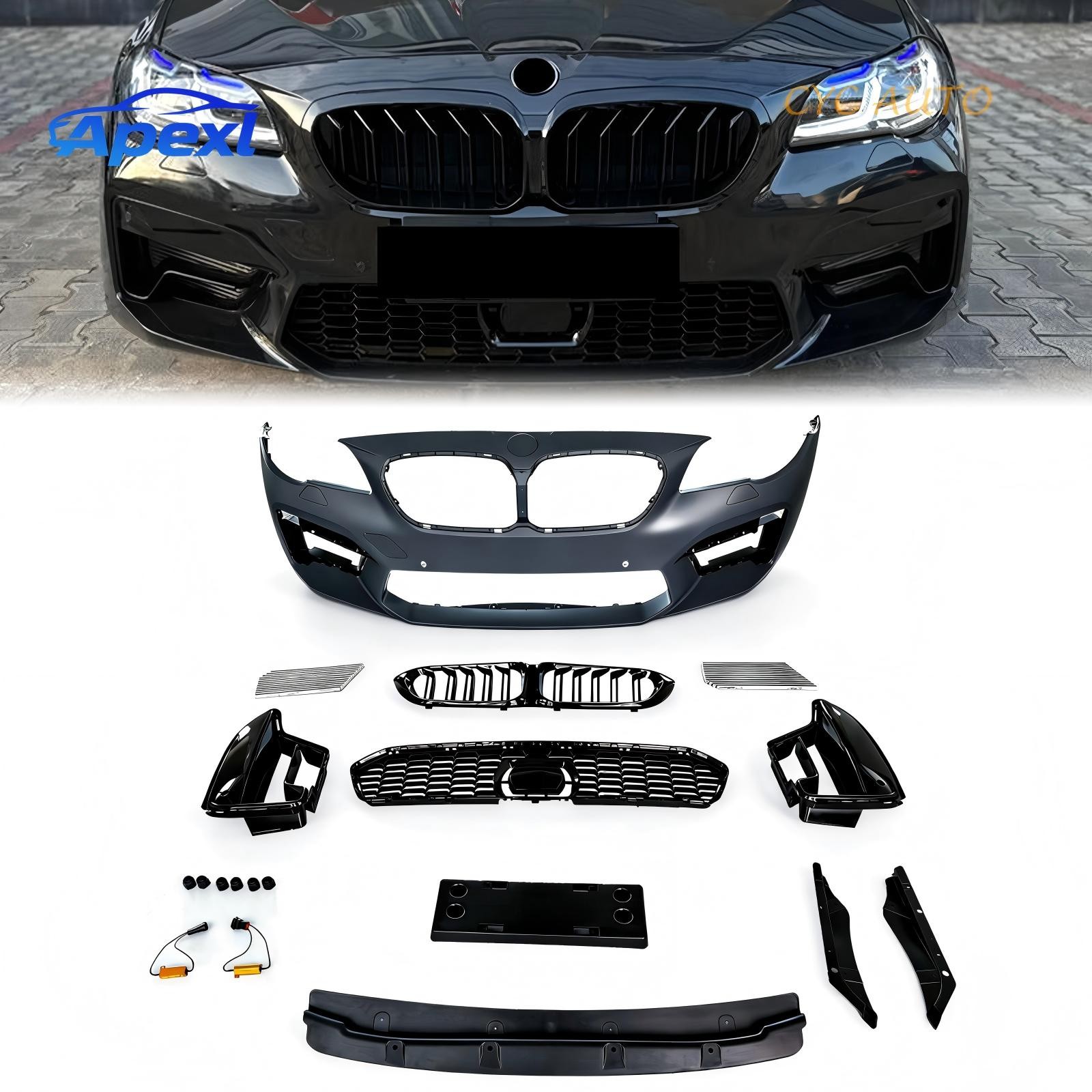 2011-2017 BMW 5 시리즈 F10 F18 페이스리프트 G30 M5 스타일 전면 범퍼 커버 키트