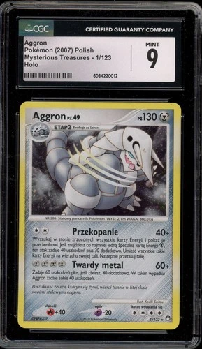 Pokemon Aggron Mysterious Treasures POLISH Holo Rare #1 CGC 9 Mint