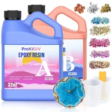 Epoxy Resin Kit, 64OZ Kit Crystal Clear Resin Epoxy, Bubble Free, No Yellowin...
