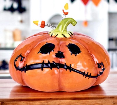 Blue Sky Clayworks Halloween SHORT STITCHED PUMPKIN Candy Corn NEW Auth Retailer