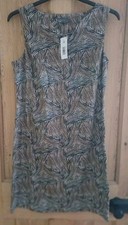 Papaya Ladies Linen Blend Brown Knee Length Shift Dress UK12 Chest 38"Length 37"