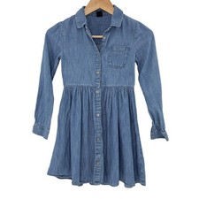 Gap Kids Girls Medium Denim Long Sleeve Button Front Shirt Dress Size M