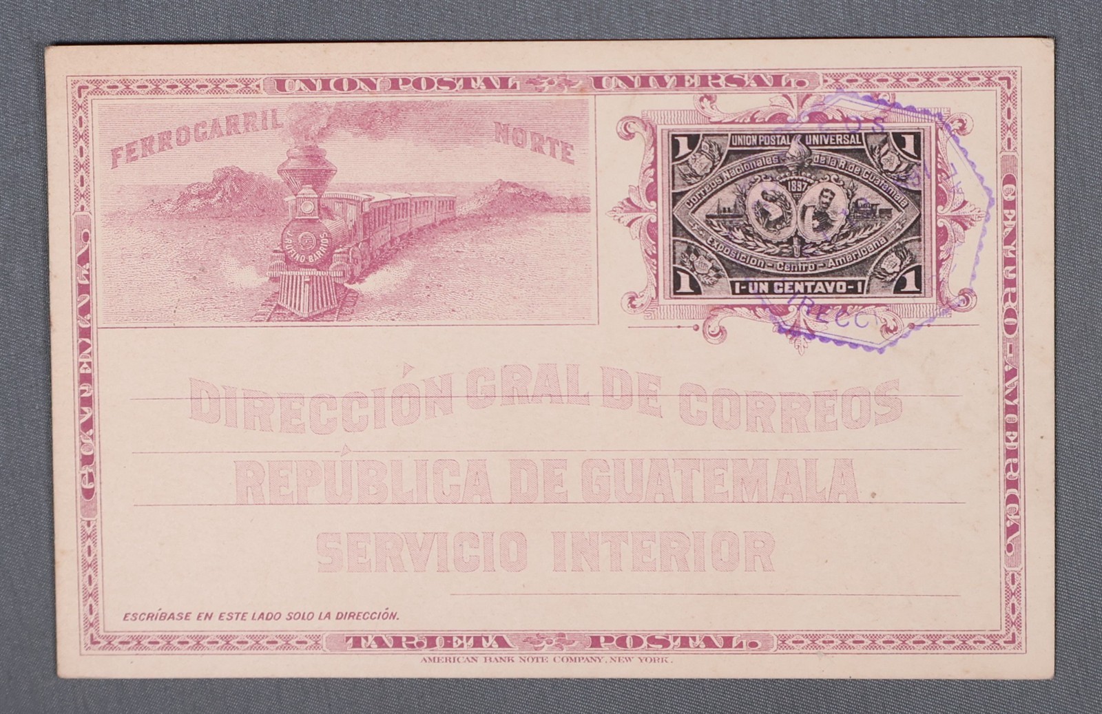 MayfairStamps Guatemala 1890s Central America Exposition Train Stationery Card a