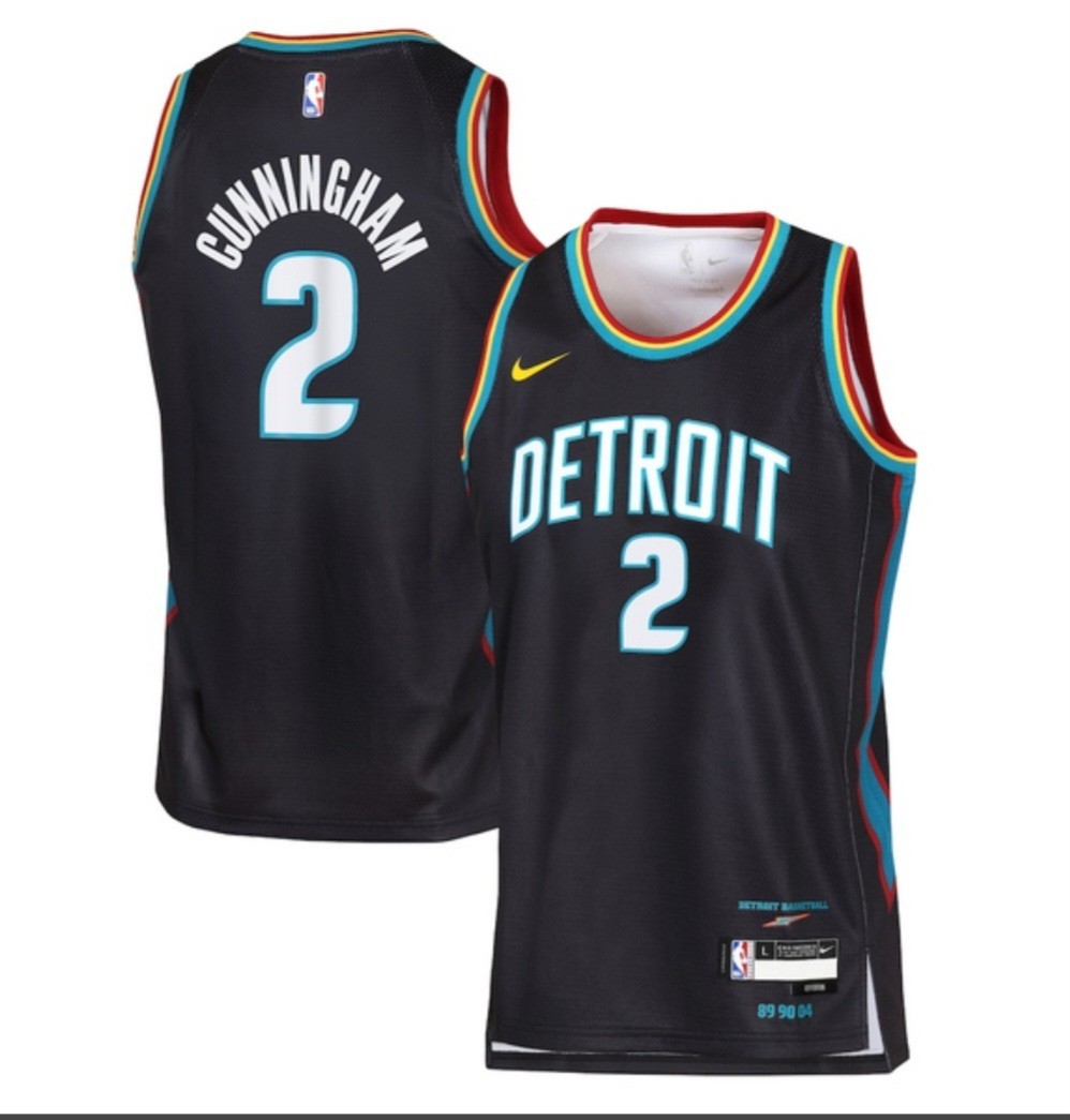 Nike Detroit Pistons ユニフォーム XL Nike NBA Detroit Pistons Cade Cunningham #2 Jersey Black Size54