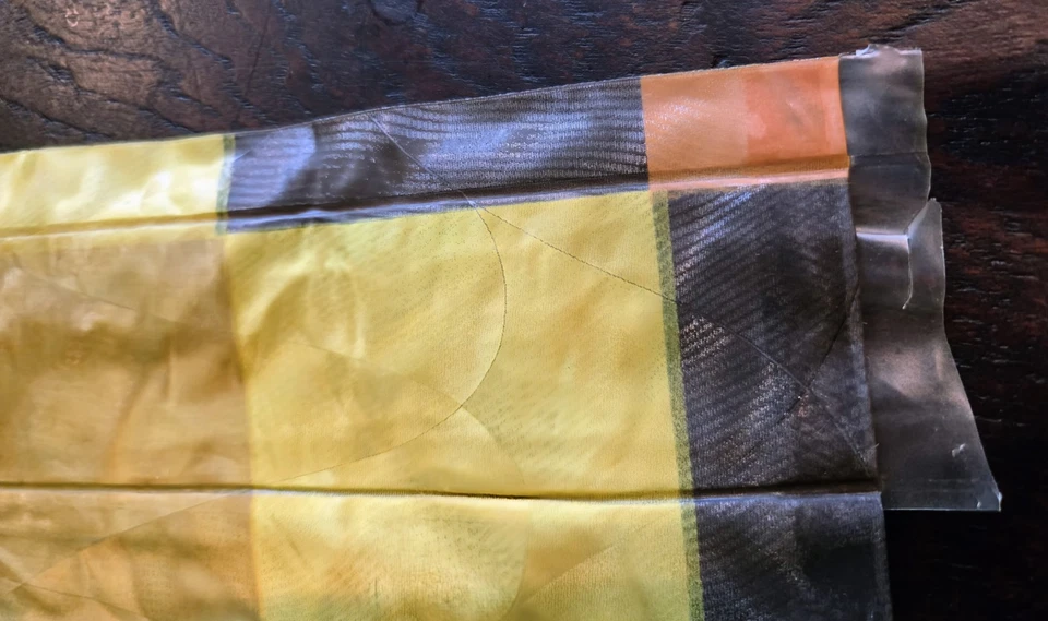 Cortina de ducha vintage años 70 naranja amarillo y marrón vinilo CHECK puesto talla 34x52 Foto 3 de 4