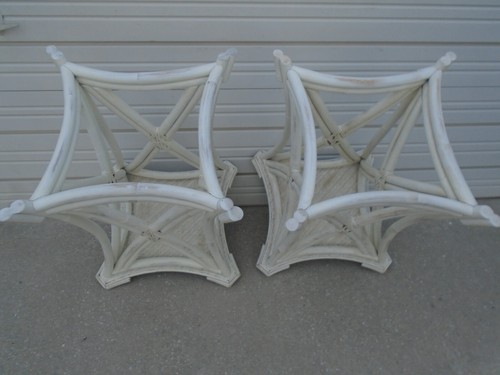 Pair Bamboo Dining Table Bases Beach West Indies Regency Rattan Cottage Coastal - Picture 9 of 15