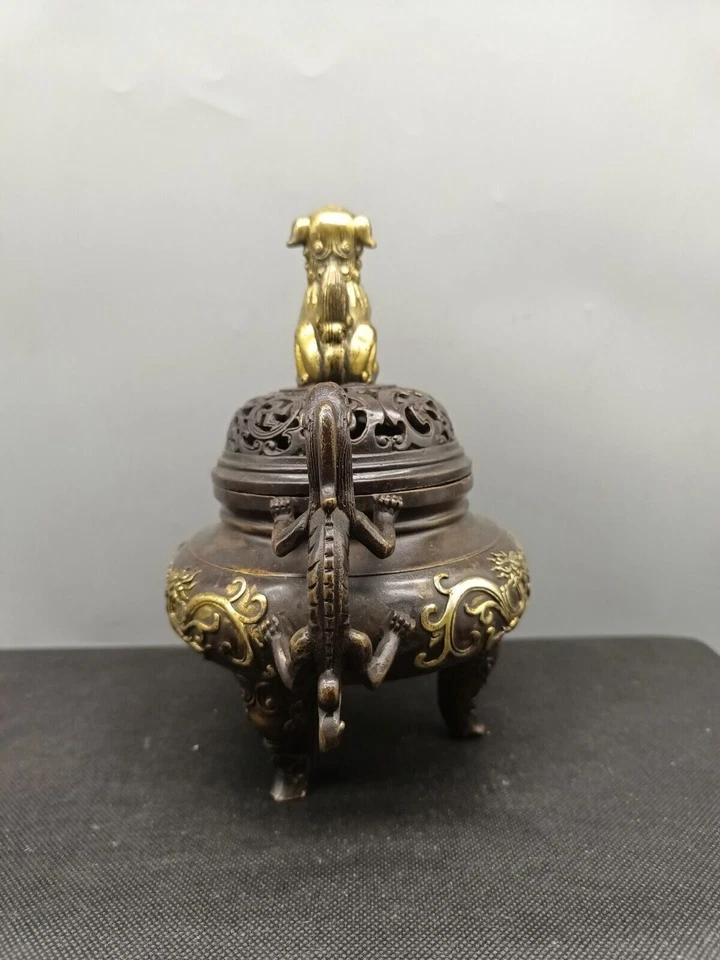 Антикварная бронзовая посуда коллекция печь с двумя драконами - Изображение 3 из 4