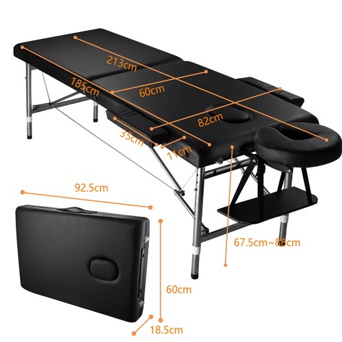 Massage Table Massage Bed Portable 2 Folding Facial Spa Salon Beauty Bed Black - Picture 2 of 6