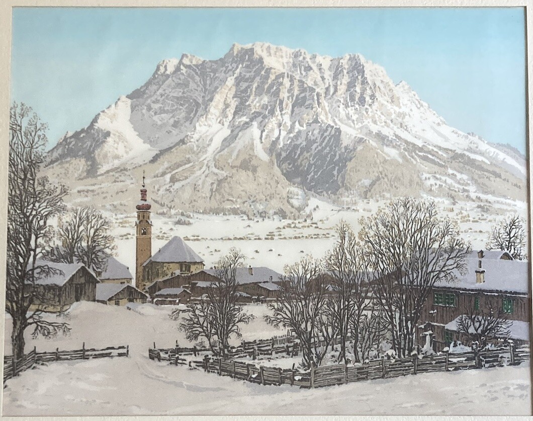RARE Vintage 1940 Signed Hans Figura Etching & Color Aquatint on