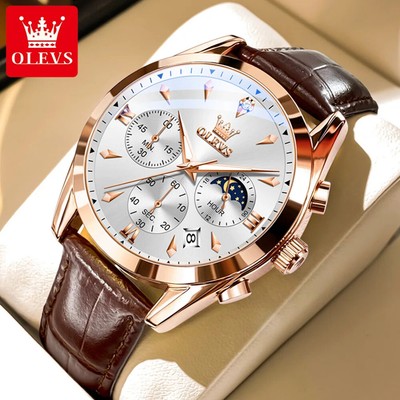 OLEVS 3609 Mens Watches Luxury Waterproof Luminous Analog Quartz Multi Functiona