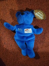 1999 Salvino's Terrell Davis Blue Beanie Stuffed Bear Denver Broncos W Tag JP