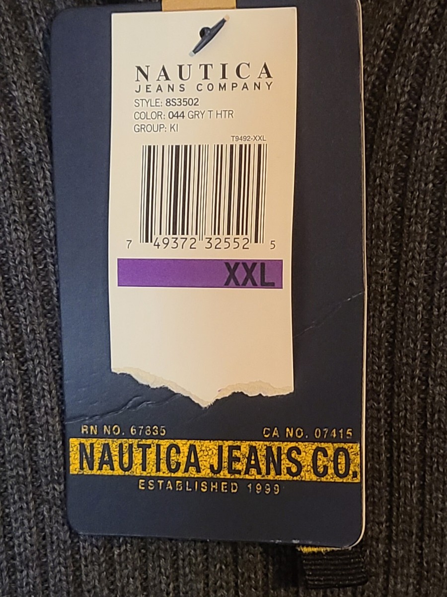 Vintage Nautica Jeans Co Mens Sz XXL Gray Blue Half Zip Pullover