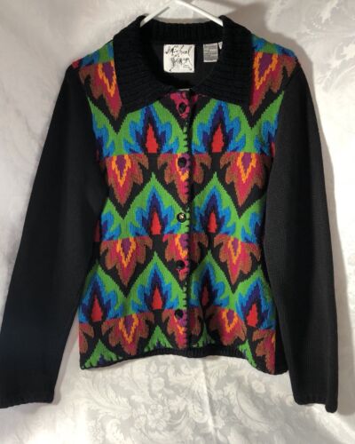 Michael Simon Black Women's Sweater M Vibrant Fla… - image 1