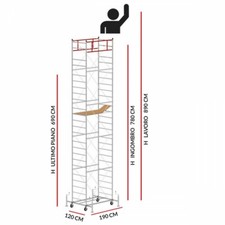 Trabattello in Ferro Zincato Acciaio M5 LUX con Livellatori (h lavoro 8,90 m)