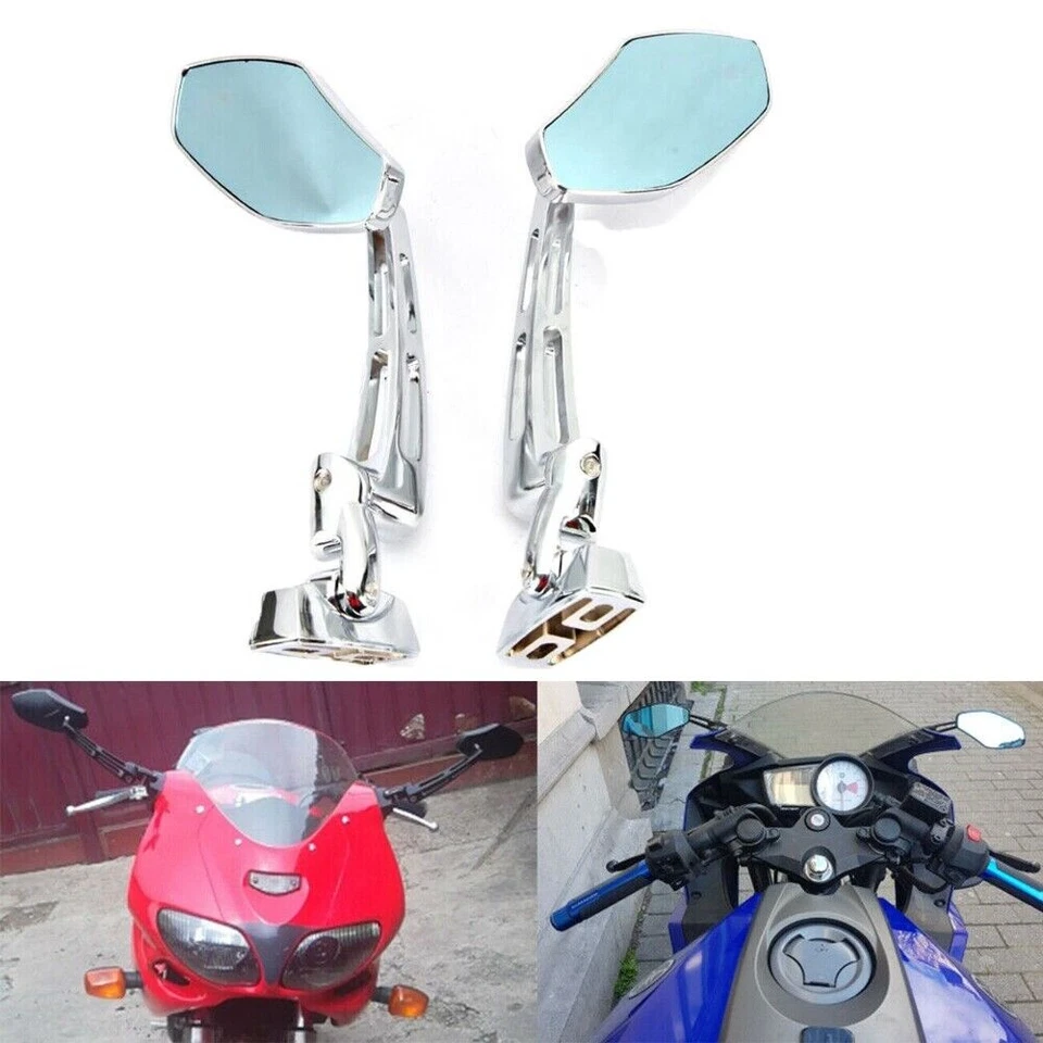 Espejos retrovisores cromados Sport Racing para Yamaha FZR YZF 600 600R R1 R6 R6S Foto 3 de 4